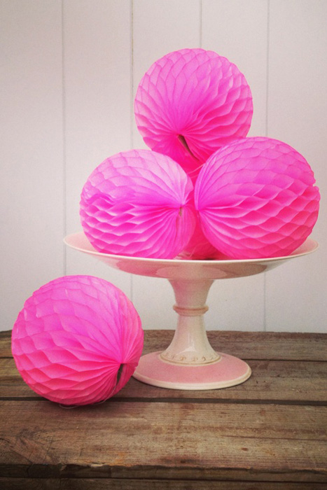 neon pink honeycomb centerpiece