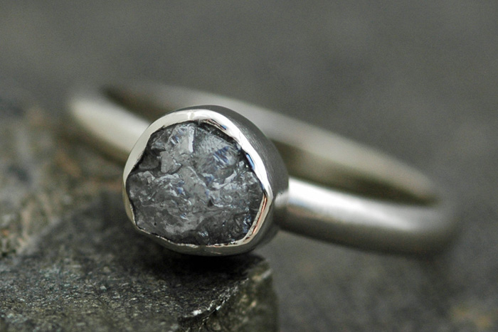 raw diamond engagement ring