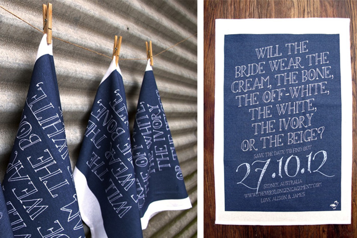 tea towel save the date