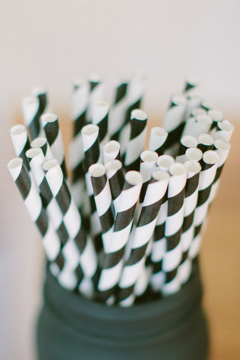 black and white striped straws