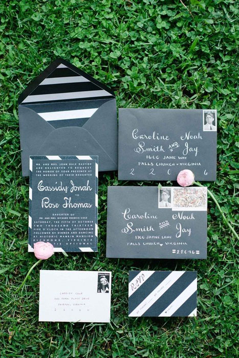 black striped wedding invitation