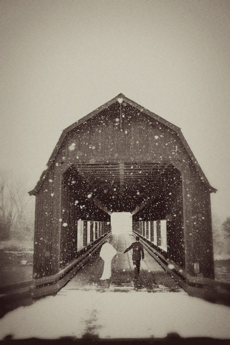 snow covered bridge