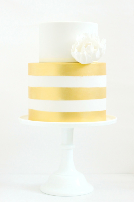 gold striped cake