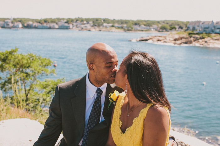 bride and groom kissing