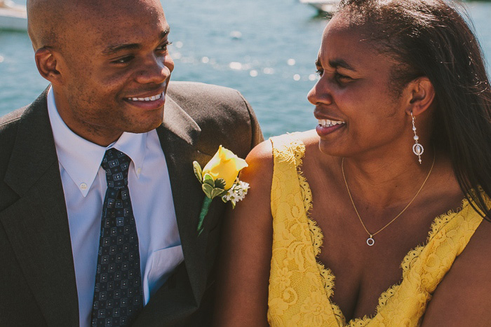 bride and groom by the sea