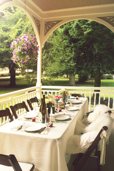 Marshall house wedding reception on porch