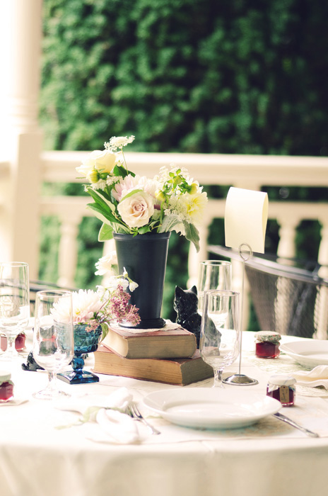 reception table on the porch