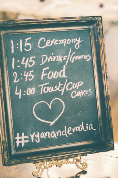 Chalkboard wedding schedule