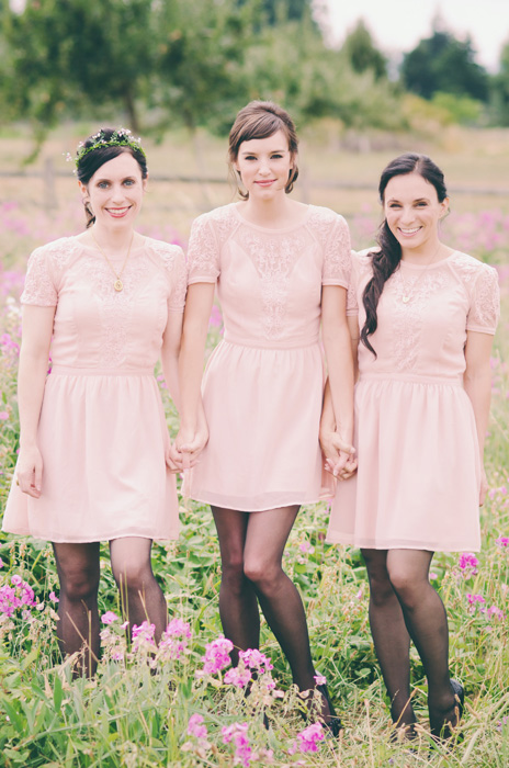 bridesmaids in pink dresses