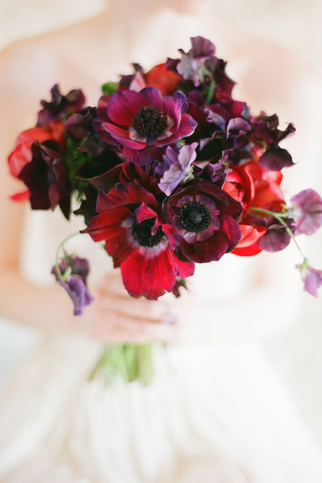 red and purple wedding bouquet