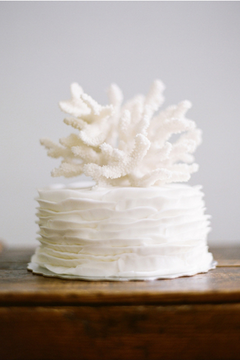 white coral wedding cake