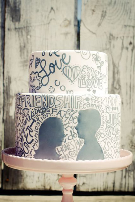 black and white graffiti wedding cake