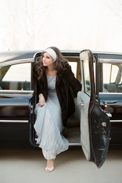 bride in fur coat