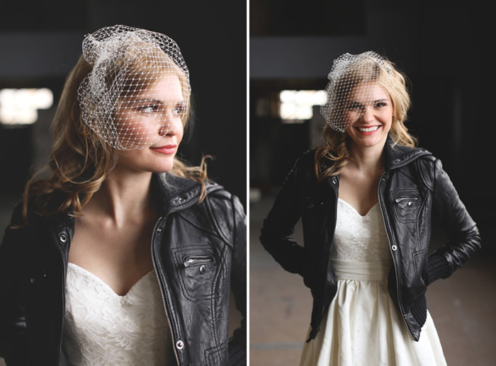 bride in leather jacket