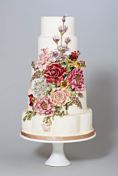 floral wedding cake