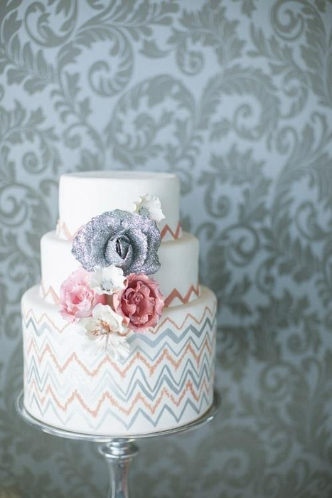 hand painted chevron cake