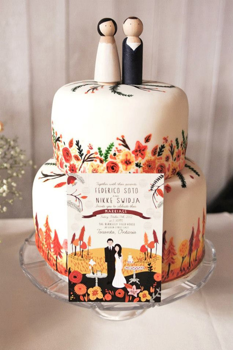 hand painted wedding cake