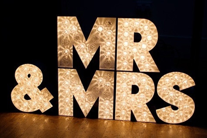 mr and mrs sign marquee sign wedding rent