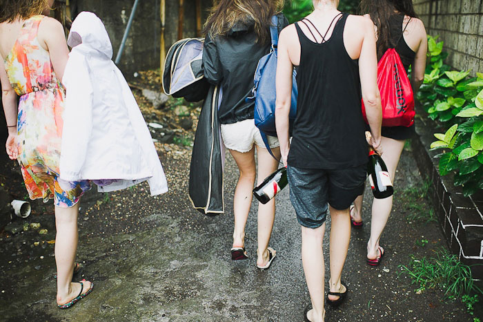 bridesmaids walking in Bali