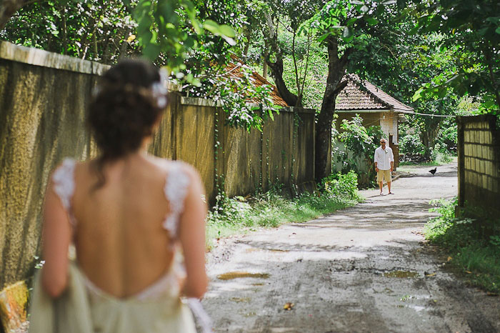 bride and groom first look