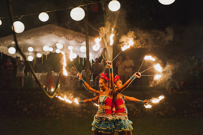 Balinese fire dancers at wedding