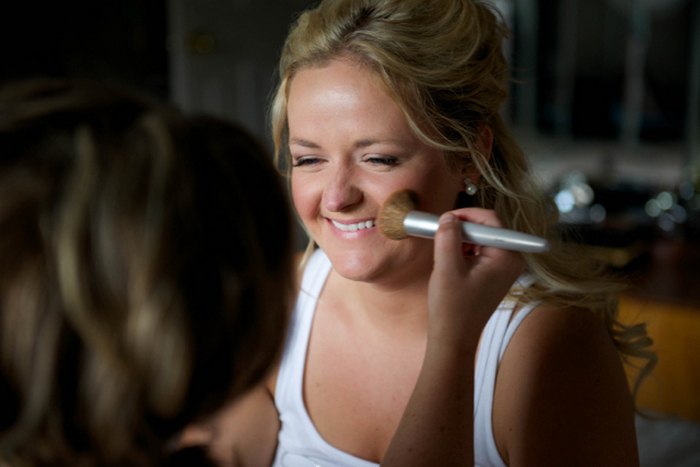 Bride getting her make-up done