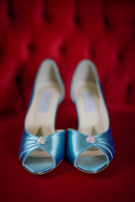 blue satin wedding shoes