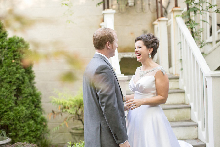 bride and groom first look