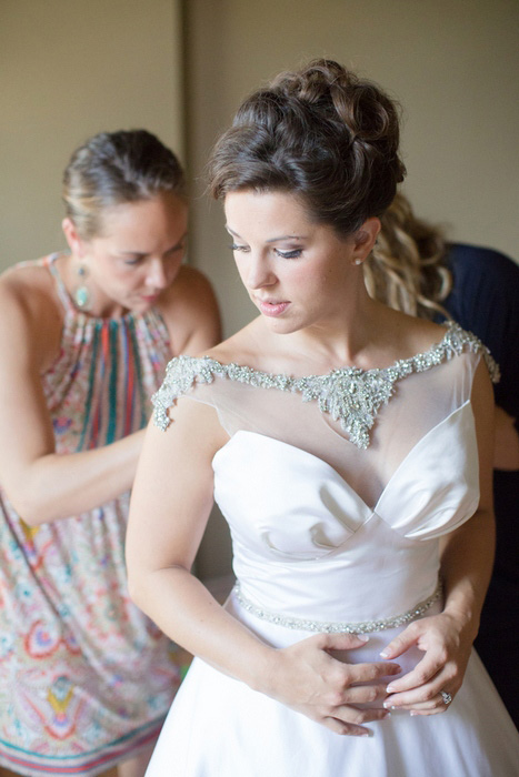 bride getting dressed