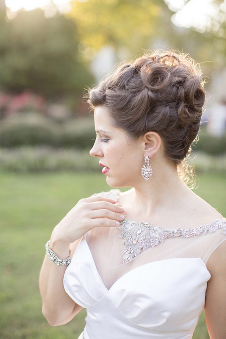 wedding dress with jewelled neckline 