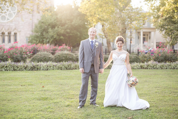 bride and groom portrait with glowing light