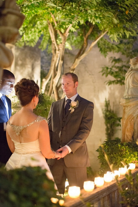 outdoor evening wedding ceremony