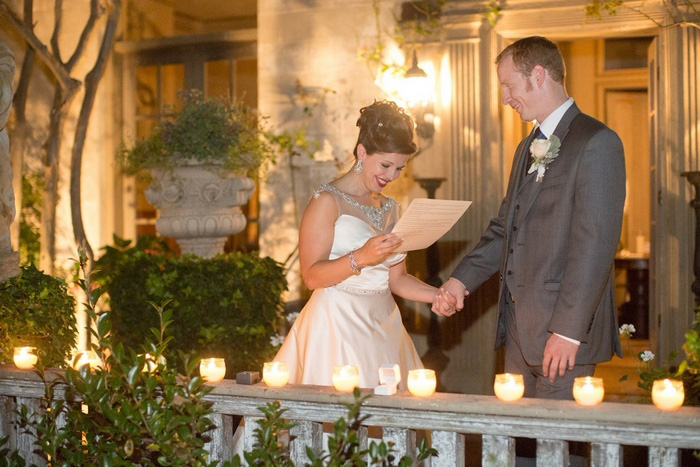 candlelit garden wedding ceremony