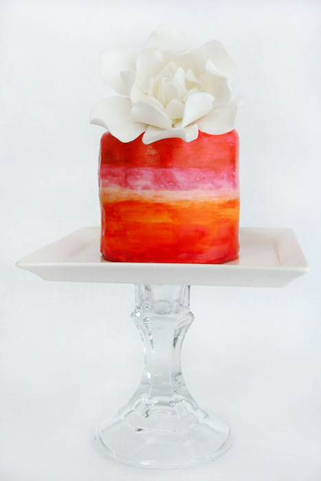 red watercolour cake