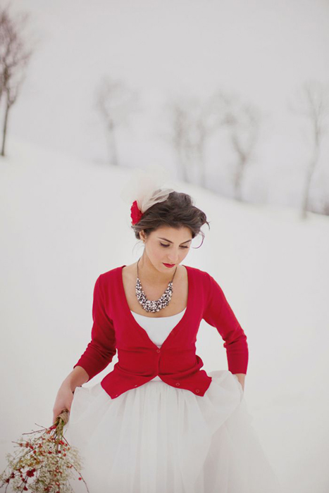 red wedding cardigan