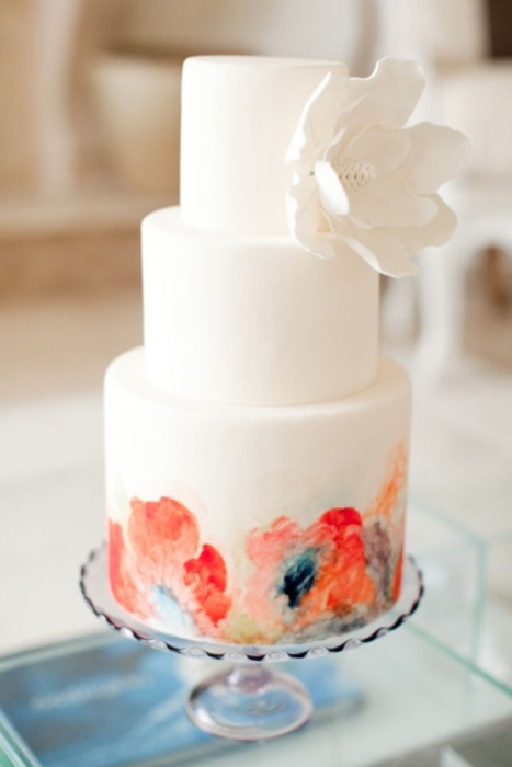 watercolour flower wedding cake