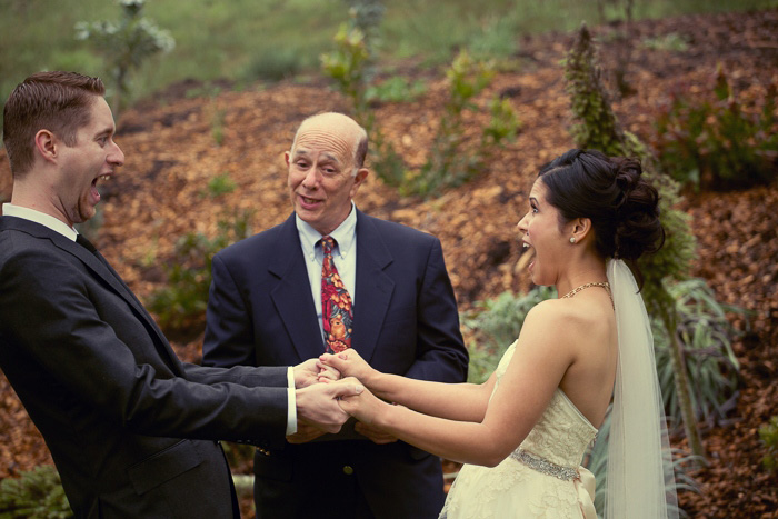 bride and groom excited during ceremony