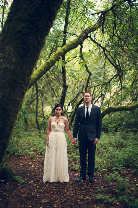 wedding portrait in the wood