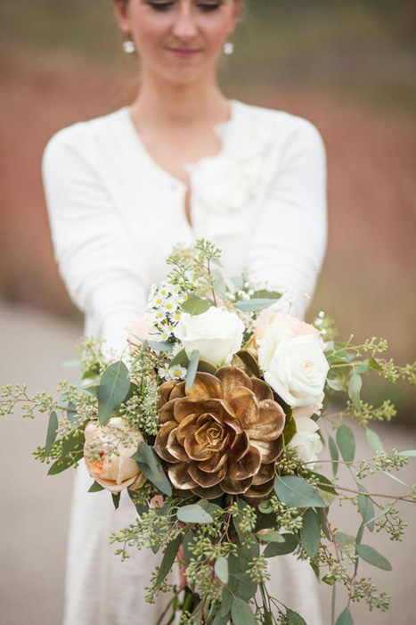 brass succulent bouquet