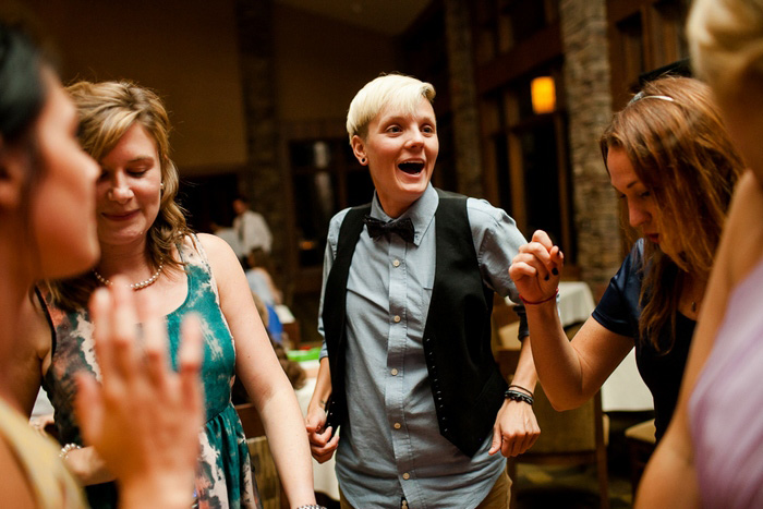 wedding guests dancing