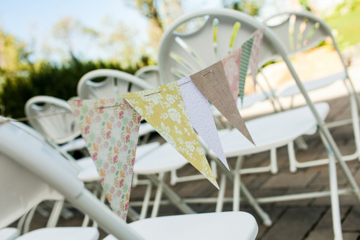 Wedding ceremony chair bunting