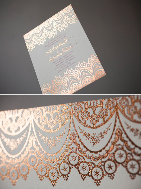 copper wedding invitation