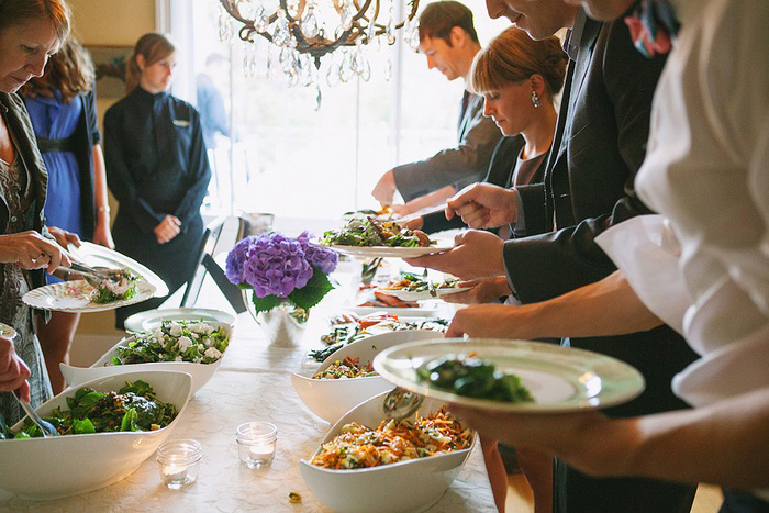 guests serving themselves t buffet