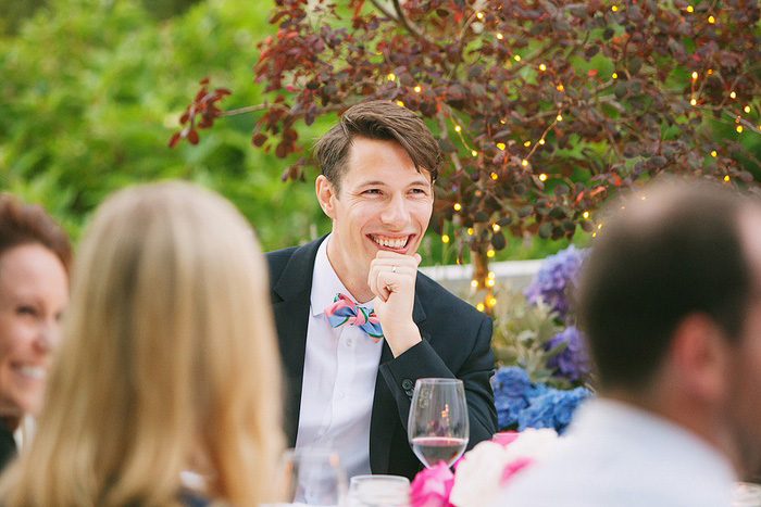 groom at intimate wedding reception