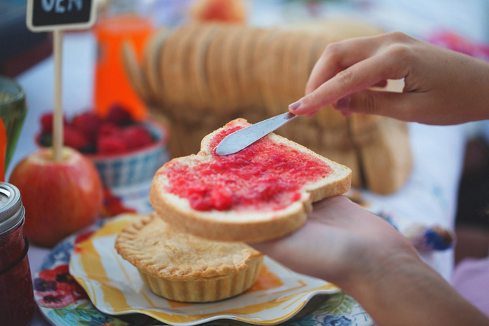 bread and jam at wedding reception