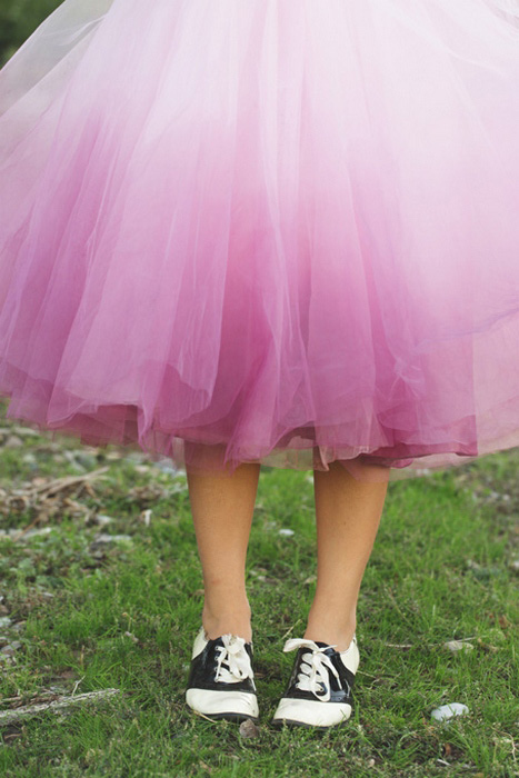 pink ombre wedding dress