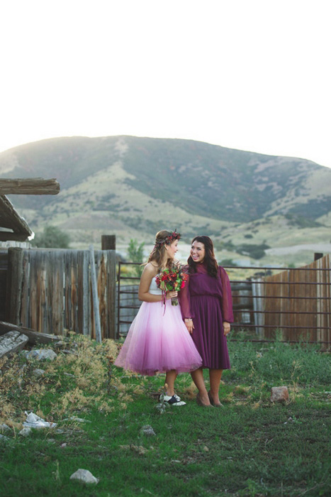 bride and maid of honor portrait