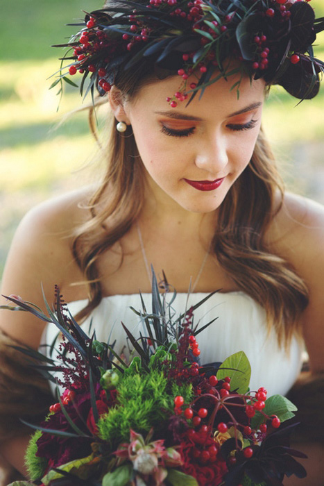 bride in flower crown