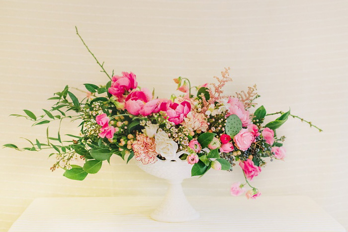 pink and green centerpiece