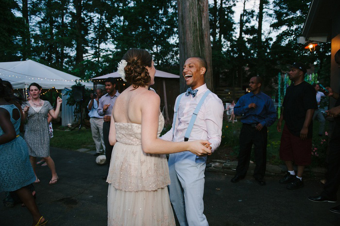 bride and groom dancing